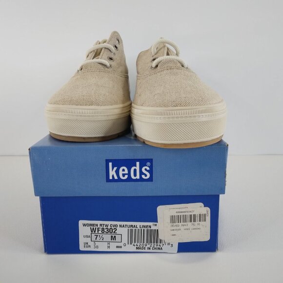 NEW Keds Natural Linen Canvas Lace Up Sneakers Size 7.5M - Picture 9 of 9